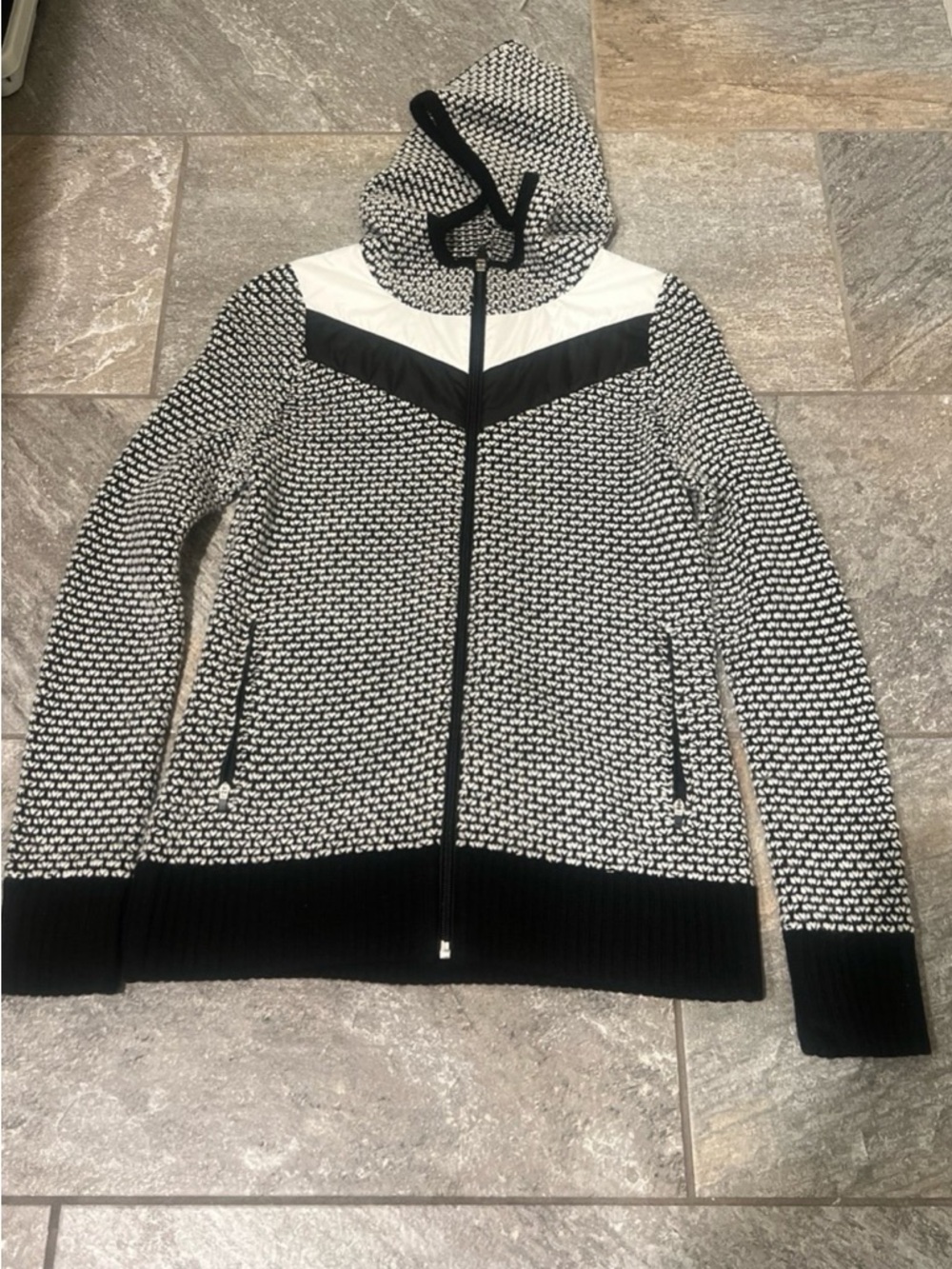Krimson Klover Black and White Hooded Zip Jacket